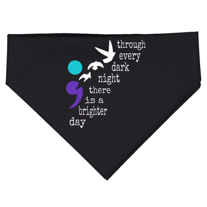 Birds Semicolon Gift Suicide Prevention Awareness USA-Made Doggie Bandana