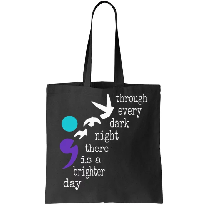 Birds Semicolon Gift Suicide Prevention Awareness Tote Bag