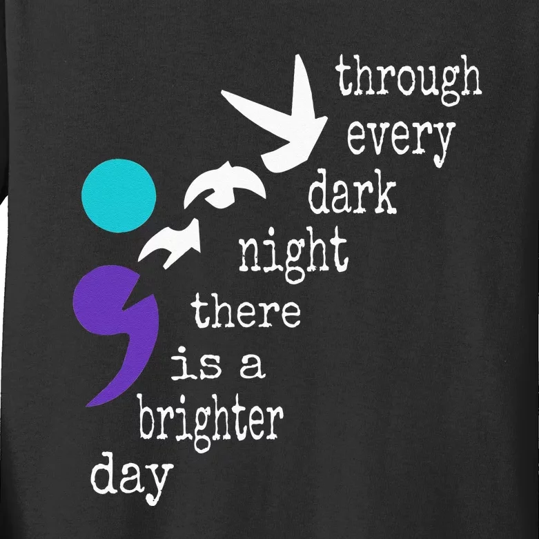 Birds Semicolon Gift Suicide Prevention Awareness Kids Long Sleeve Shirt