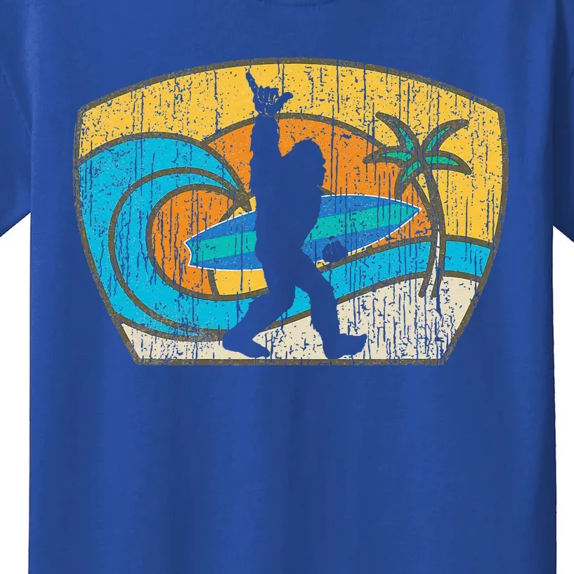 Bigfoot Surfing Gift For Shaka Aloha Surfer Dude Kids T-Shirt