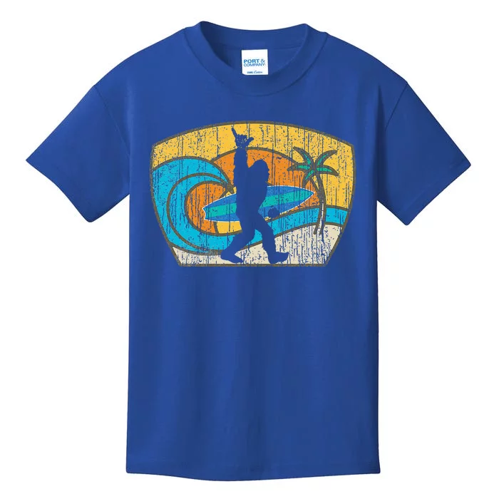 Bigfoot Surfing Gift For Shaka Aloha Surfer Dude Kids T-Shirt