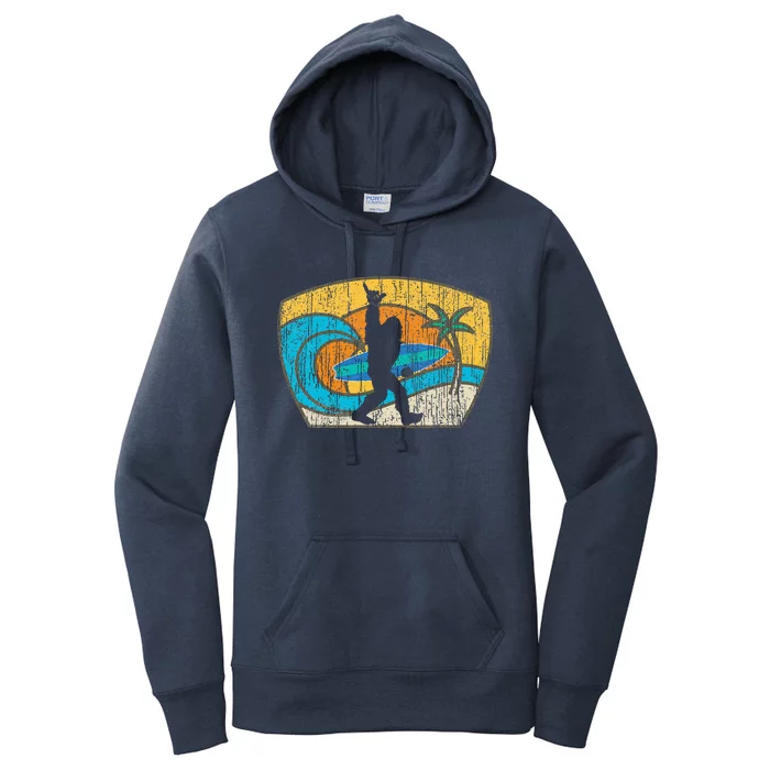 Bigfoot Surfing Gift For Shaka Aloha Surfer Dude Women's Pullover Hoodie