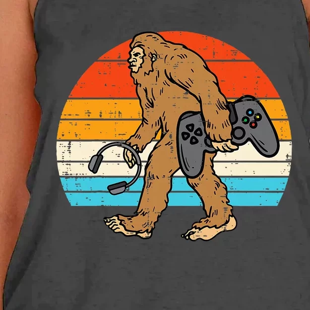 Bigfoot Sasquatch Gamer Retro Gaming Women's Knotted Racerback Tank