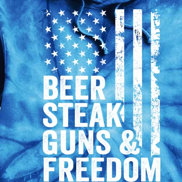 Beer Steak Guns And Freedom Usa Flag Bbq Ing Gift Tie Dye Hoodie