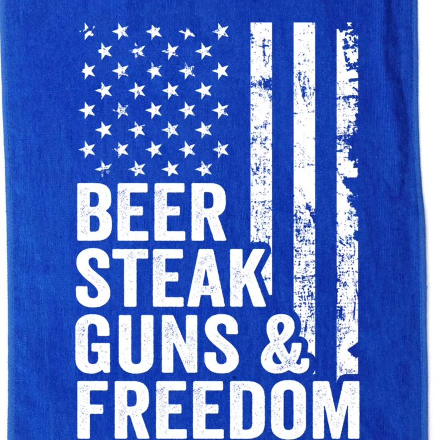 Beer Steak Guns And Freedom Usa Flag Bbq Ing Gift Platinum Collection Golf Towel