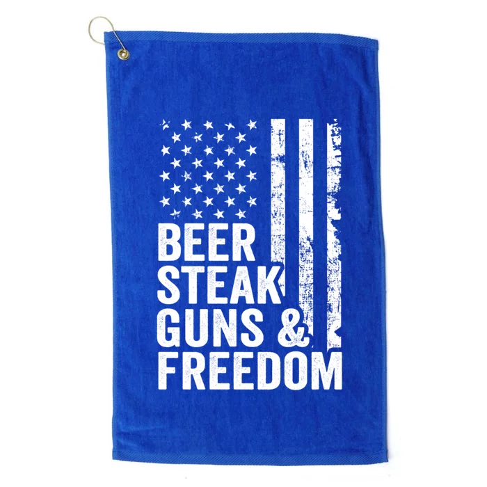 Beer Steak Guns And Freedom Usa Flag Bbq Ing Gift Platinum Collection Golf Towel