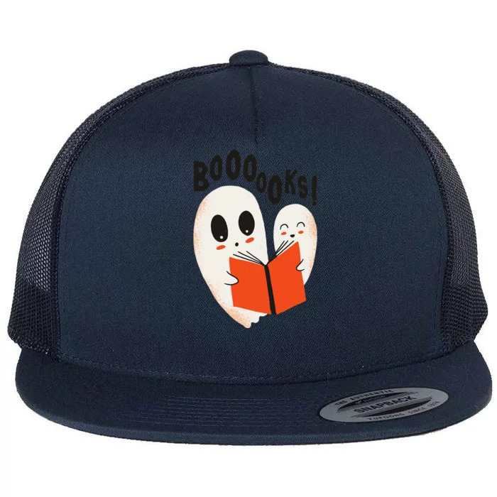 BOOOOKS! Spooky Ghosts Reading BOO BOOKS Halloween Meme Flat Bill Trucker Hat