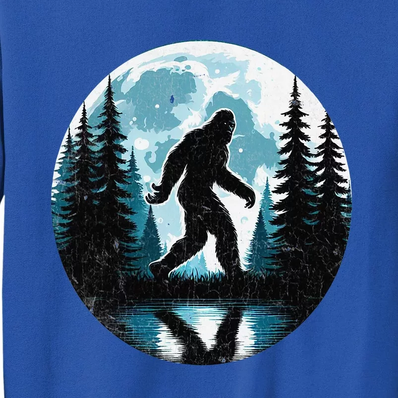 Bigfoot Sasquatch Gifts Fathers Day Bigfoot Moon Tall Sweatshirt