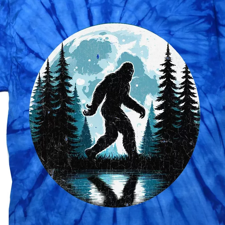 Bigfoot Sasquatch Gifts Fathers Day Bigfoot Moon Tie-Dye T-Shirt