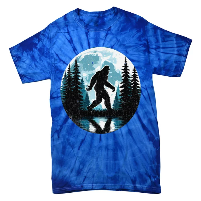 Bigfoot Sasquatch Gifts Fathers Day Bigfoot Moon Tie-Dye T-Shirt