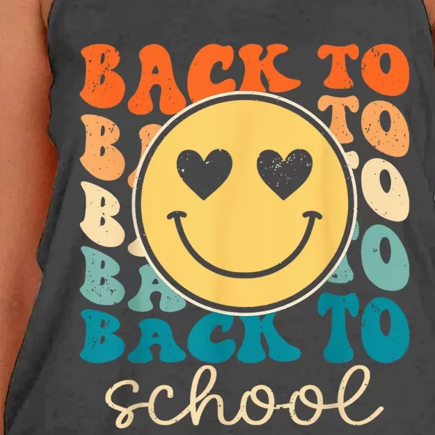 Boho Style Groovy Smile Back to School Women's Knotted Racerback Tank