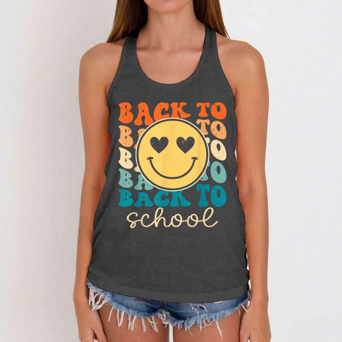 Boho Style Groovy Smile Back to School Women's Knotted Racerback Tank