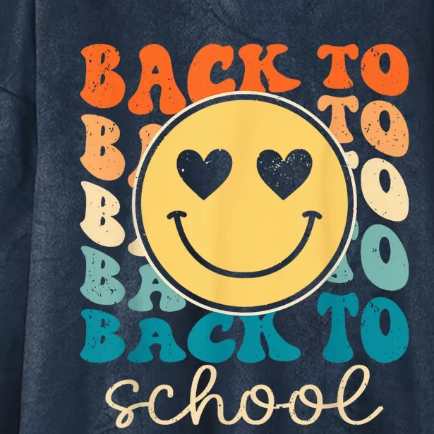 Boho Style Groovy Smile Back to School Hooded Wearable Blanket