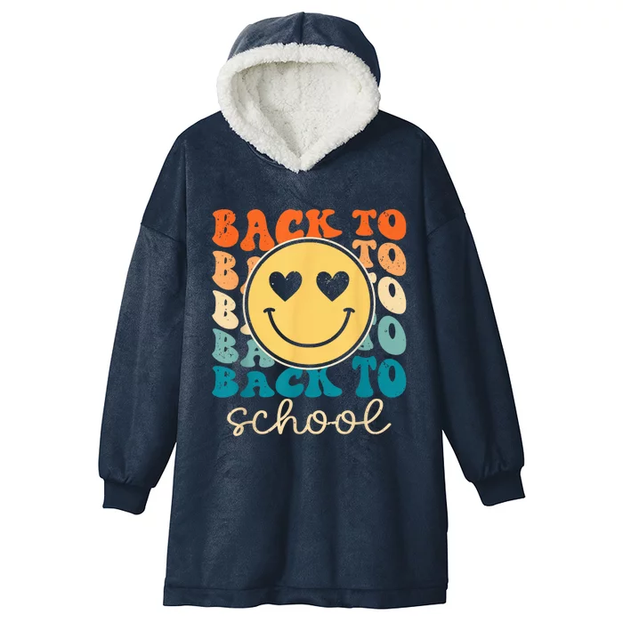 Boho Style Groovy Smile Back to School Hooded Wearable Blanket