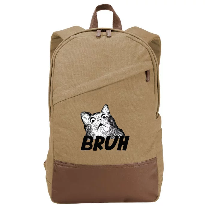 Bruh Shocked Gasp Cat Cotton Canvas Backpack