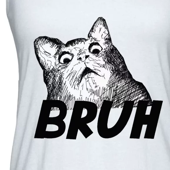 Bruh Shocked Gasp Cat Ladies Essential Flowy Tank