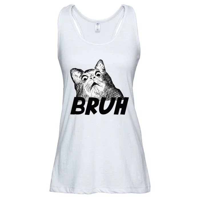 Bruh Shocked Gasp Cat Ladies Essential Flowy Tank