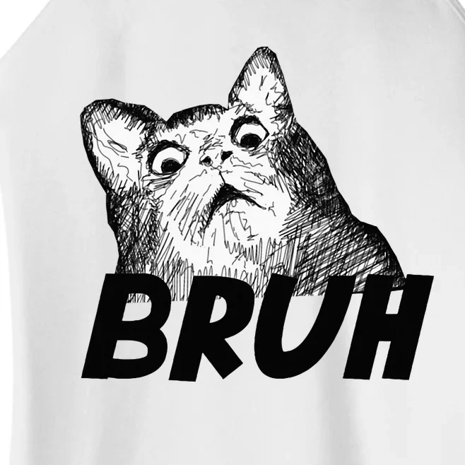 Bruh Shocked Gasp Cat Women’s Perfect Tri Rocker Tank