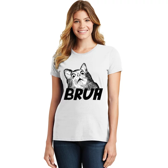 Bruh Shocked Gasp Cat Women's T-Shirt