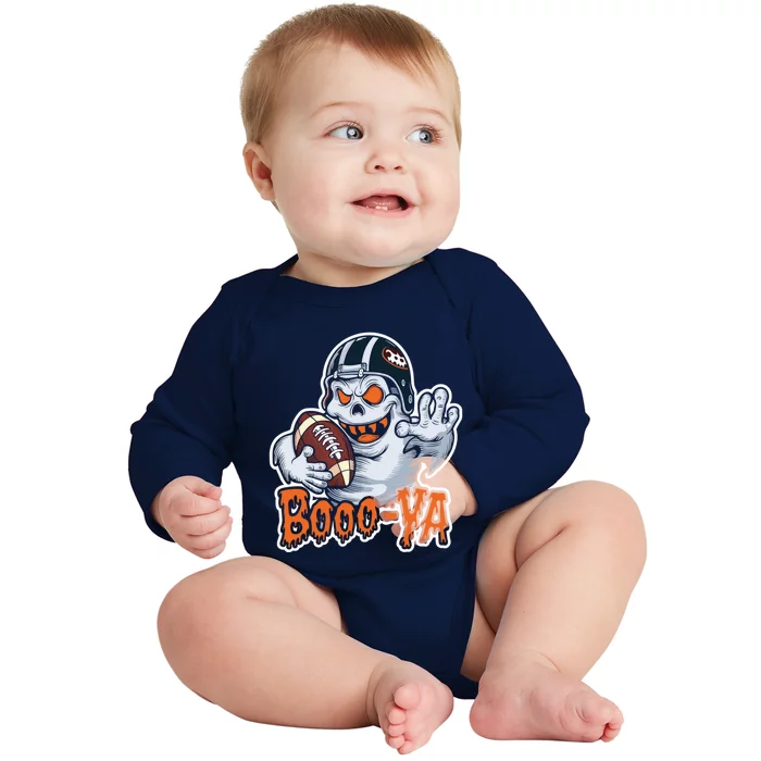 Boooya Spooky Ghost Halloween Football Great Gift Baby Long Sleeve Bodysuit