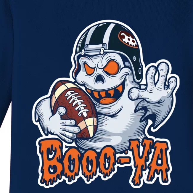 Boooya Spooky Ghost Halloween Football Great Gift Baby Long Sleeve Bodysuit