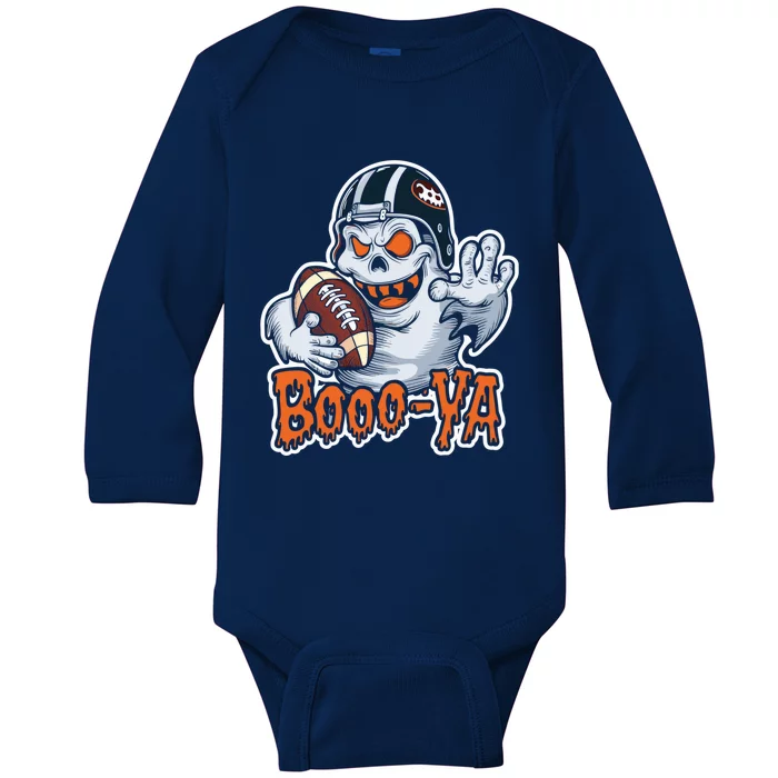 Boooya Spooky Ghost Halloween Football Great Gift Baby Long Sleeve Bodysuit