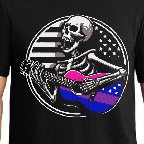 Bisexual Skeleton Guitar Lgbtq Pride Bisexuality Flag Pajama Set