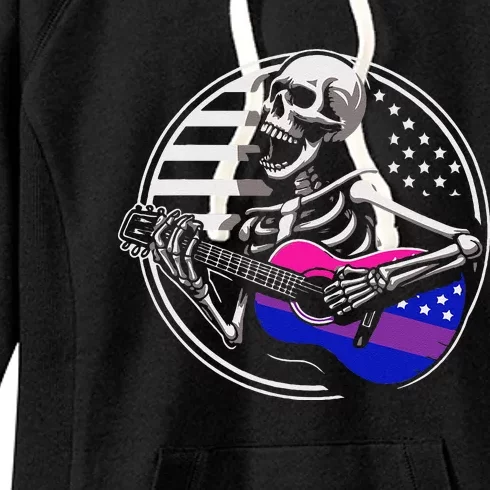 Bisexual Skeleton Guitar Lgbtq Pride Bisexuality Flag Women's Fleece Hoodie