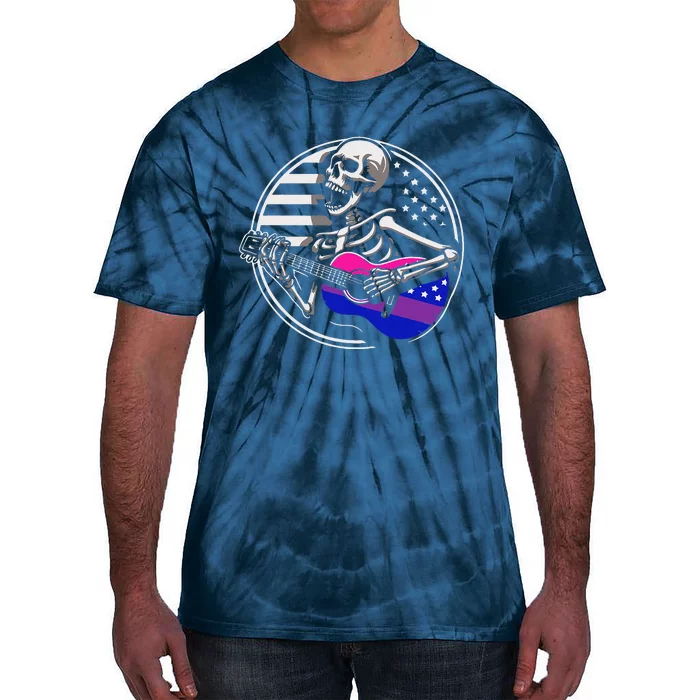 Bisexual Skeleton Guitar Lgbtq Pride Bisexuality Flag Tie-Dye T-Shirt