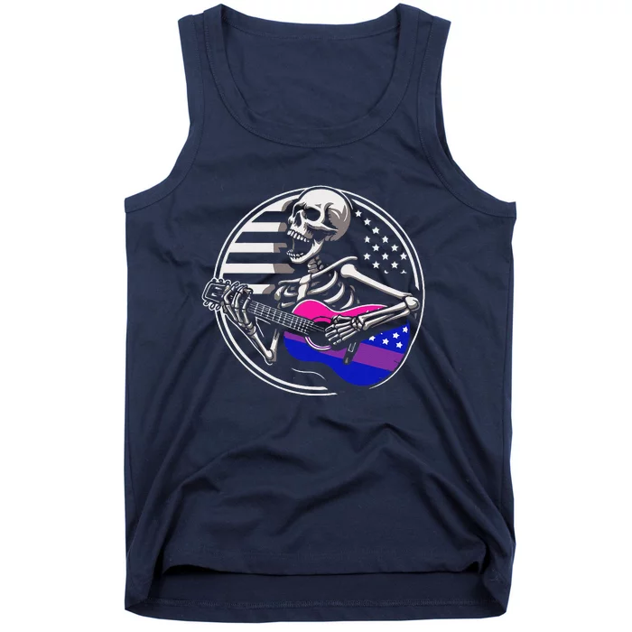 Bisexual Skeleton Guitar Lgbtq Pride Bisexuality Flag Tank Top