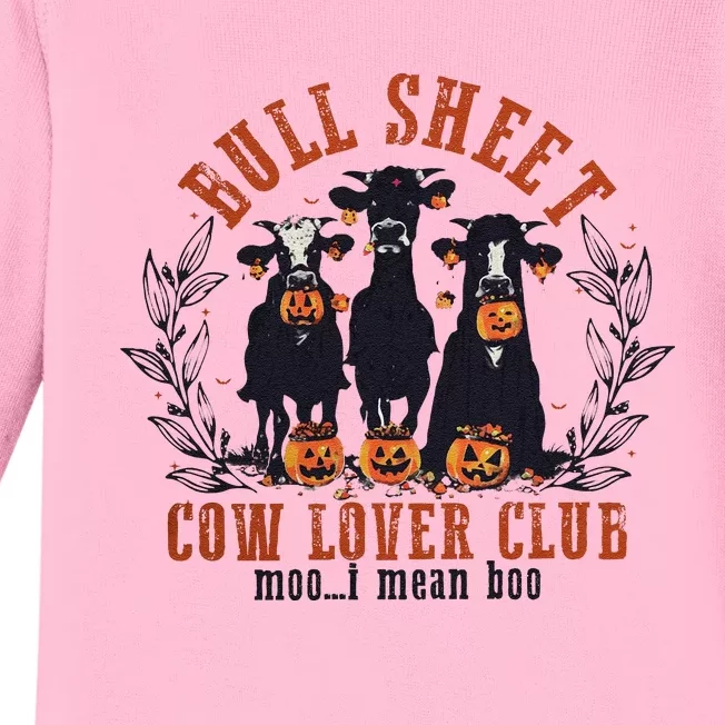 Bull Sheet Ghost Cows Cow Lover Club Baby Long Sleeve Bodysuit