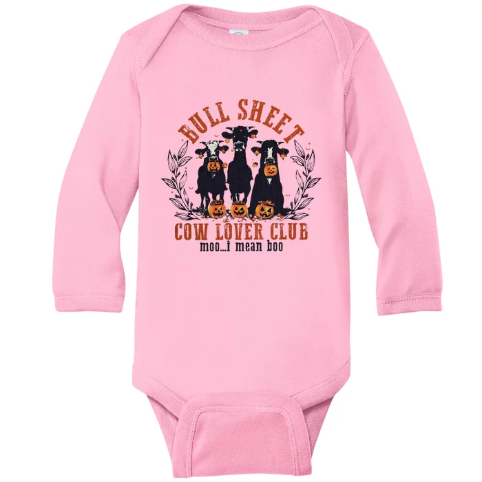 Bull Sheet Ghost Cows Cow Lover Club Baby Long Sleeve Bodysuit