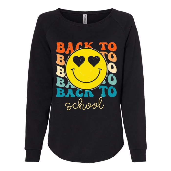 Boho Style Groovy Smile Back To School Womens California Wash Sweatshirt