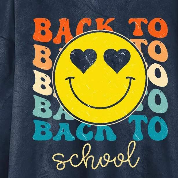 Boho Style Groovy Smile Back To School Hooded Wearable Blanket