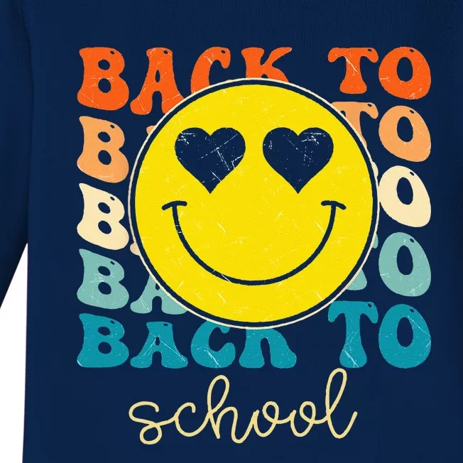 Boho Style Groovy Smile Back To School Baby Long Sleeve Bodysuit