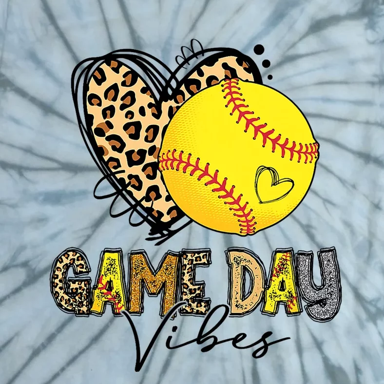 Bleached Softball Game Day Vibes Leopard Heart Headband Mom Tie-Dye T-Shirt