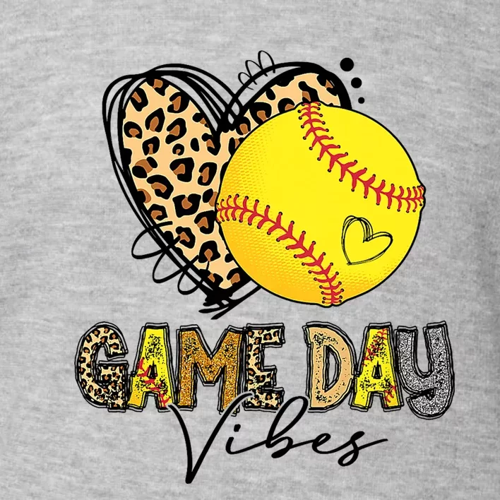 Bleached Softball Game Day Vibes Leopard Heart Headband Mom Toddler Sweatshirt