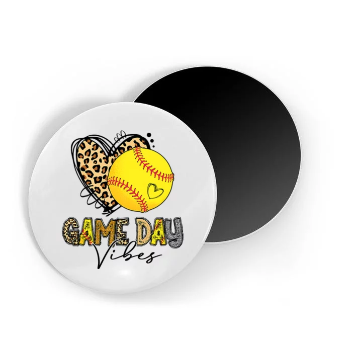 Bleached Softball Game Day Vibes Leopard Heart Headband Mom Magnet