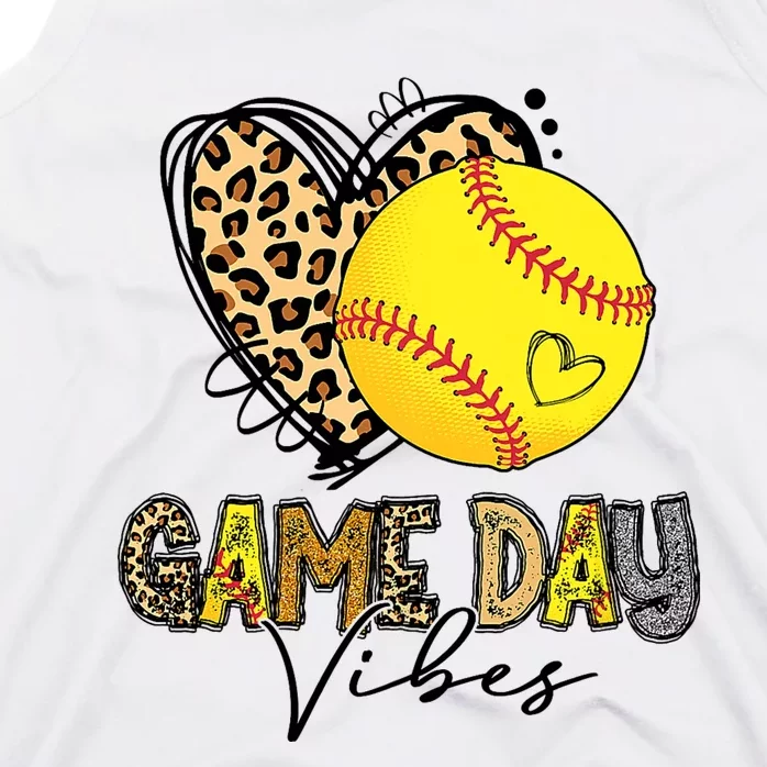 Bleached Softball Game Day Vibes Leopard Heart Headband Mom Tank Top