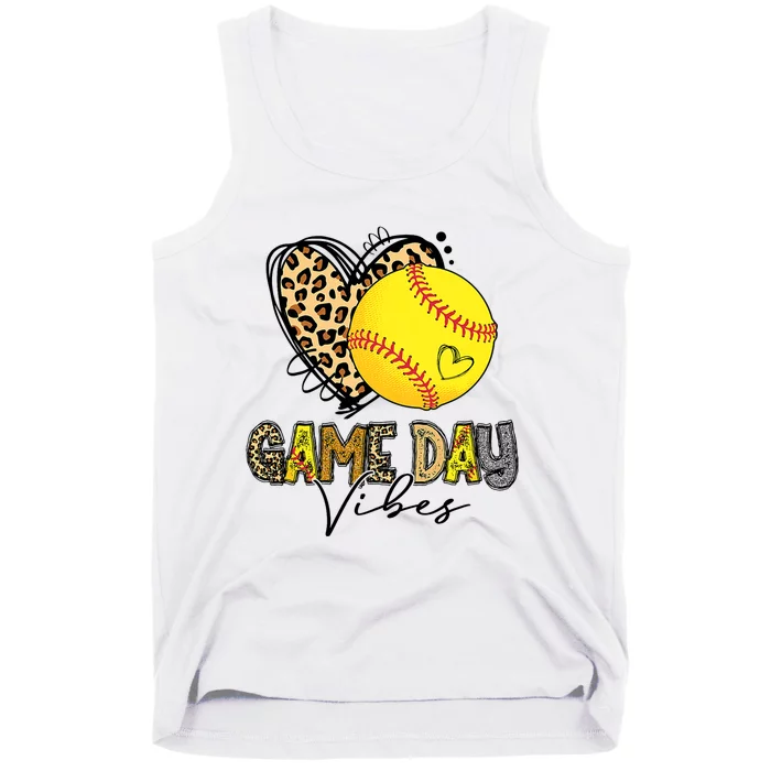 Bleached Softball Game Day Vibes Leopard Heart Headband Mom Tank Top