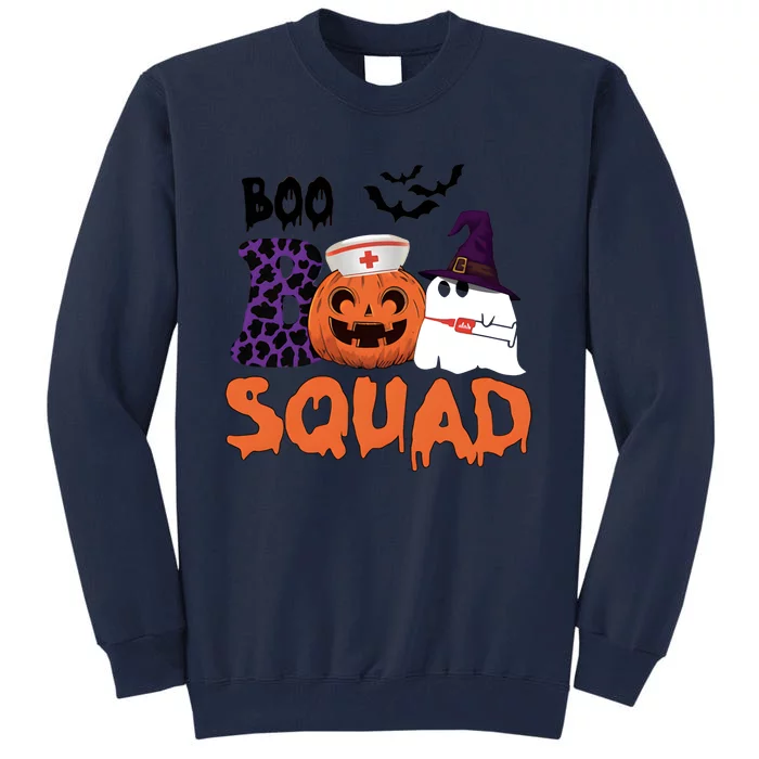 Boo Squad Halloween Nurse Pumpkin Jack O Lantern Tall Sweatshirt