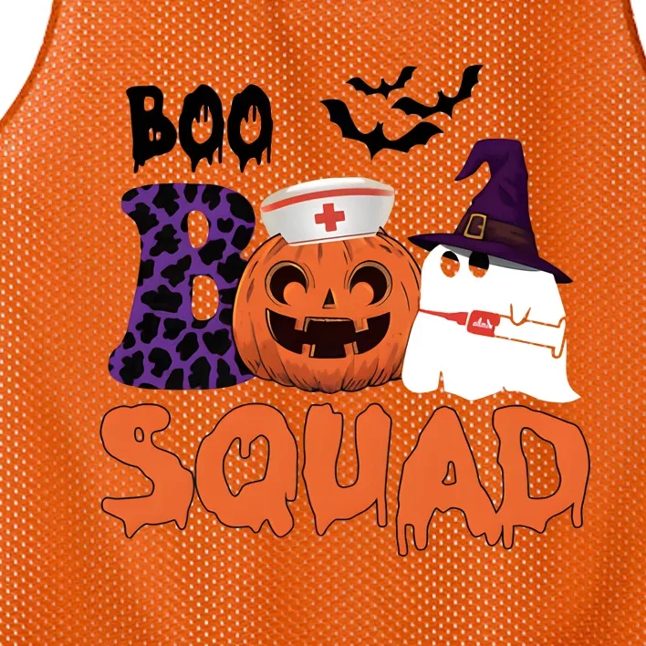 Boo Squad Halloween Nurse Pumpkin Jack O Lantern Mesh Reversible Basketball Jersey Tank