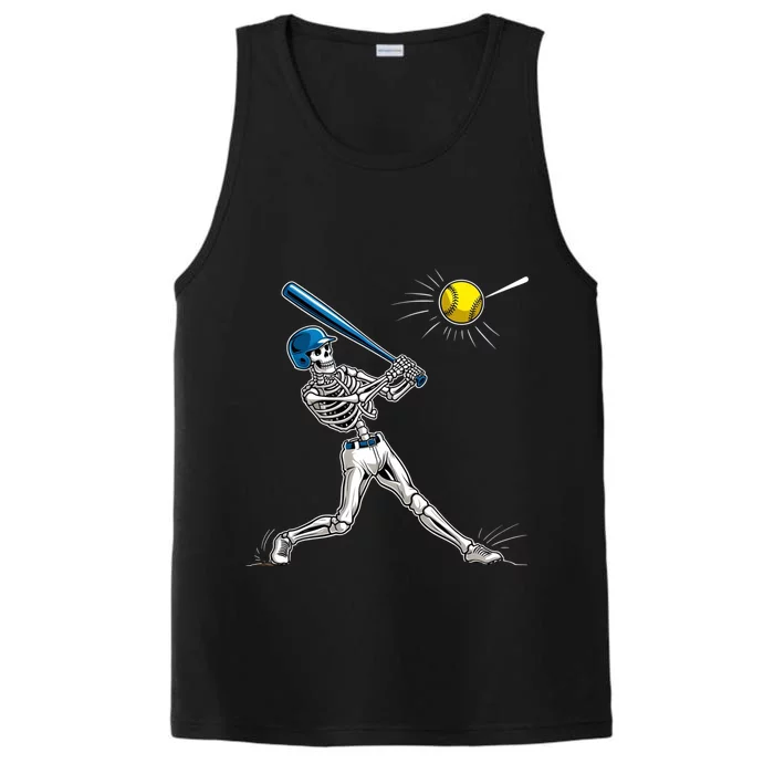 Baseball Skeleton Halloween Spooky Baseball Halloween Design Performance Tank