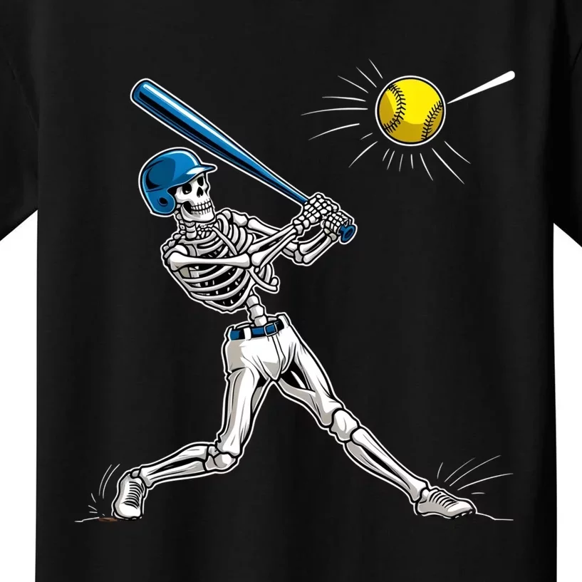 Baseball Skeleton Halloween Spooky Baseball Halloween Design Kids T-Shirt