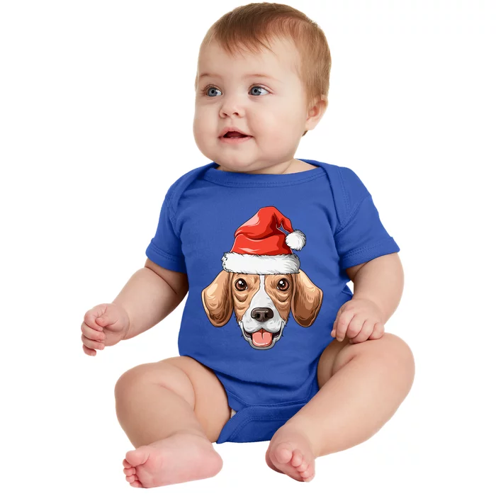 Beagle Santa Hat Christmas Beagle Cute Gift Baby Bodysuit