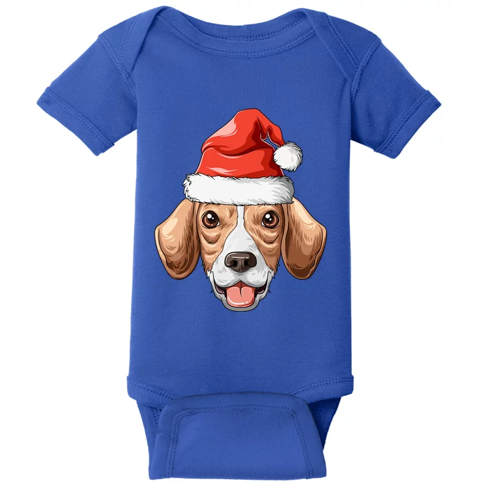 Beagle Santa Hat Christmas Beagle Cute Gift Baby Bodysuit