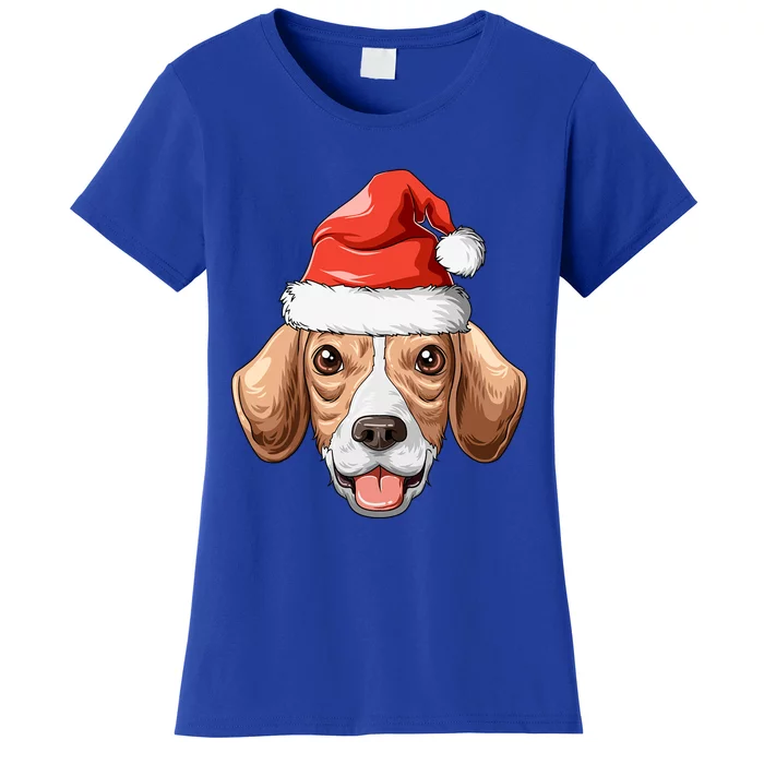 Beagle Santa Hat Christmas Beagle Cute Gift Women's T-Shirt