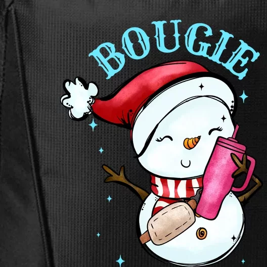 Bougie Snowman Holding A Tumbler City Backpack