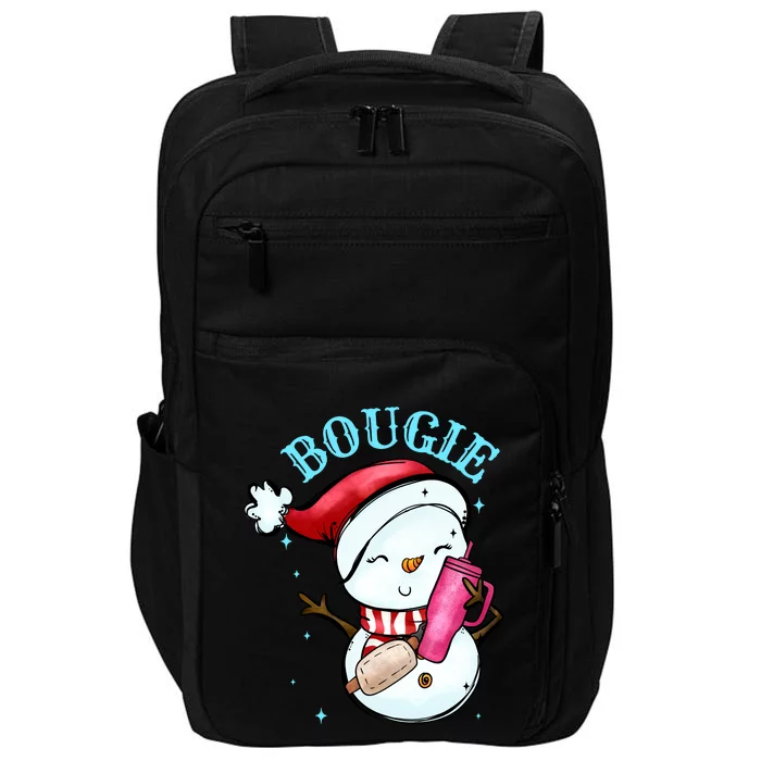 Bougie Snowman Holding A Tumbler Impact Tech Backpack