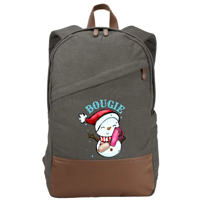 Bougie Snowman Holding A Tumbler Cotton Canvas Backpack